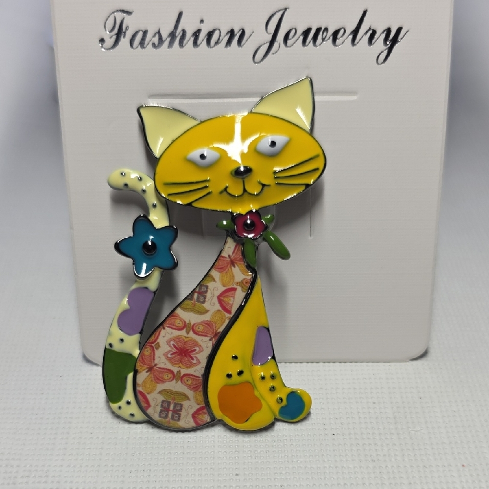 Colorful Cat Brooch